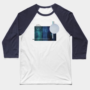 Mid-Century modern inspired textured collage art in teal tones Baseball T-Shirt